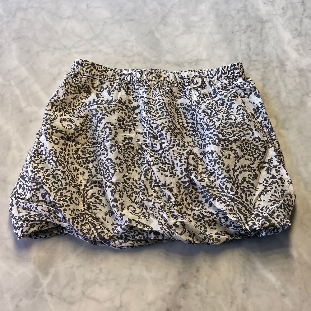 J.Crew silk blend bubble mini skirt. Black and white pattern.